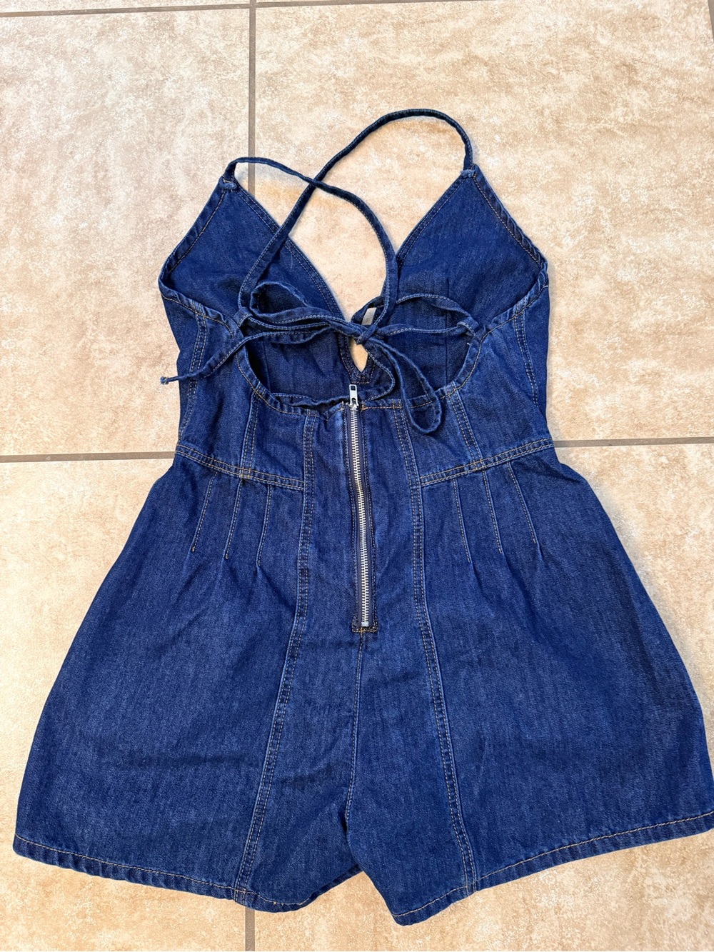 Spaghetti Strap Denim Romper - Picture 10 of 10